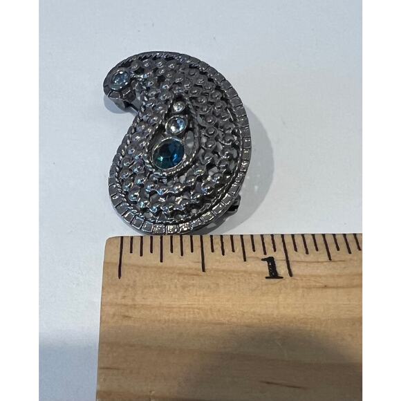NWOT Crystal Paisley Clear and Blue Rhinestones - Picture 6 of 7